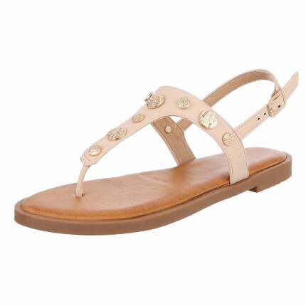 Damen Flache Sandalen - beige Gr. 41