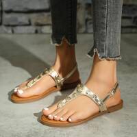 Damen Flache Sandalen - gold