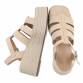 Damen Keilsandaletten - beige