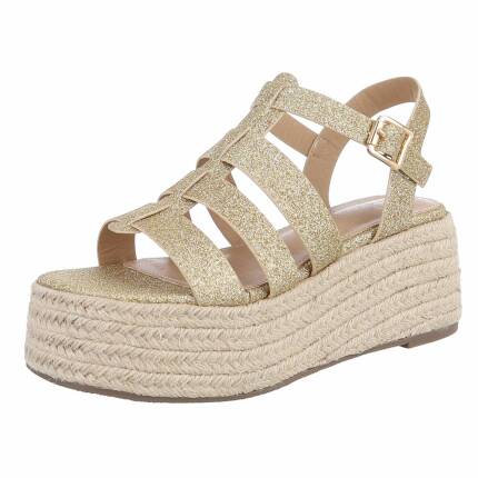 Damen Keilsandaletten - gold
