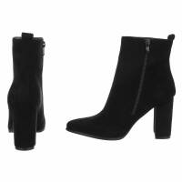 Damen High-Heel Stiefeletten - blacksuede