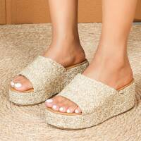 Damen Keilsandaletten - beige