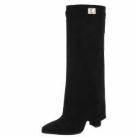 Damen High-Heel Stiefel - blacksuede