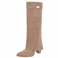 Damen High-Heel Stiefel - khakisuede