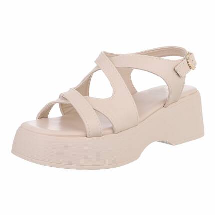 Damen Keilsandaletten - beige