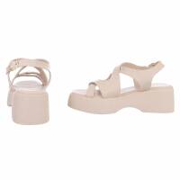 Damen Keilsandaletten - beige