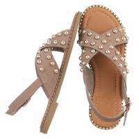 Damen Flache Sandalen - khaki