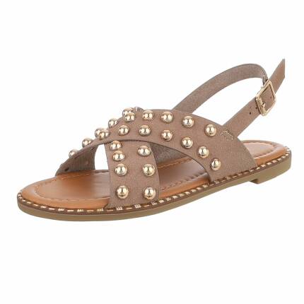 Damen Flache Sandalen - khaki Gr. 41