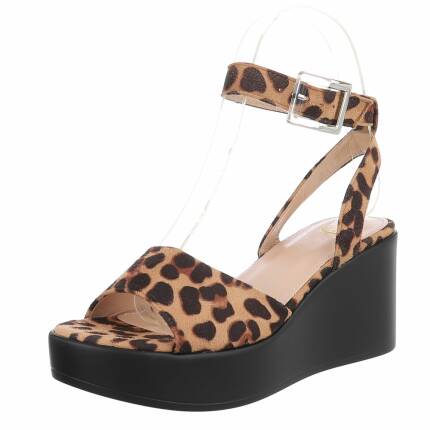 Damen Keilsandaletten - leopard