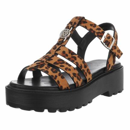 Damen Keilsandaletten - leopard