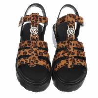 Damen Keilsandaletten - leopard