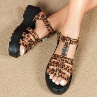 Damen Keilsandaletten - leopard