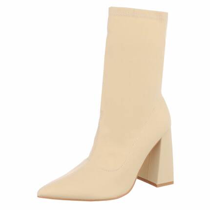 Damen High-Heel Stiefeletten - beige