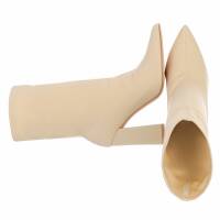 Damen High-Heel Stiefeletten - beige