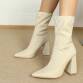 Damen High-Heel Stiefeletten - beige