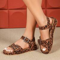 Damen Keilsandaletten - leopard