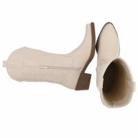 Damen Western- & Bikerboots - beigepu