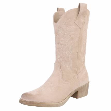 Damen Western- & Bikerboots - beigesuede