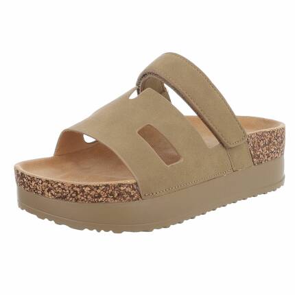 Damen Pantoletten - khaki