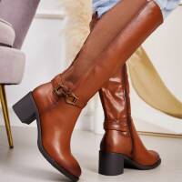 Damen High-Heel Stiefel - camel