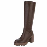 Damen High-Heel Stiefel - brownpu