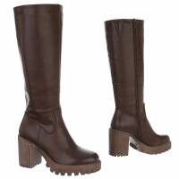 Damen High-Heel Stiefel - brownpu