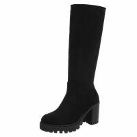 Damen High-Heel Stiefel - blacksuede