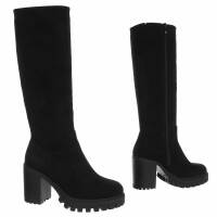 Damen High-Heel Stiefel - blacksuede