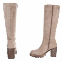 Damen High-Heel Stiefel - khakisuede