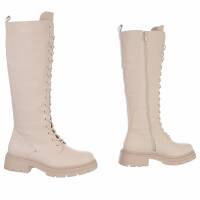 Damen Schnürstiefel - beigepu