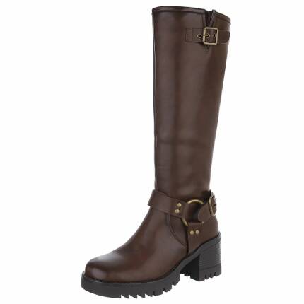 Damen High-Heel Stiefel - brownpu