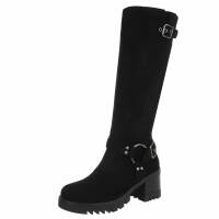 Damen High-Heel Stiefel - blacksuede