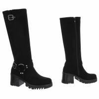 Damen High-Heel Stiefel - blacksuede