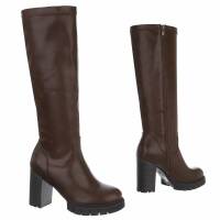 Damen High-Heel Stiefel - brownpu