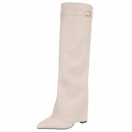 Damen High-Heel Stiefel - beige