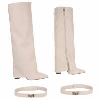 Damen High-Heel Stiefel - beige