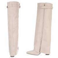 Damen High-Heel Stiefel - beige