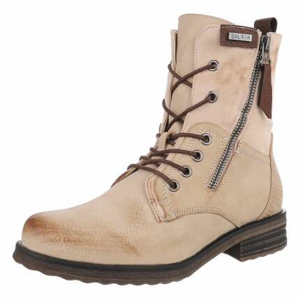 Damen Schnürstiefeletten - beige