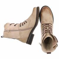 Damen Schnürstiefeletten - beige