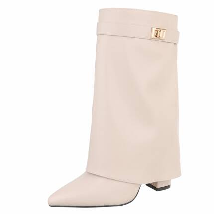 Damen High-Heel Stiefeletten - beige