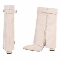 Damen High-Heel Stiefeletten - beige
