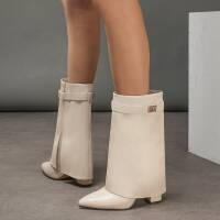 Damen High-Heel Stiefeletten - beige