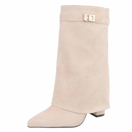 Damen High-Heel Stiefeletten - beige