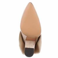 Damen High-Heel Stiefeletten - beige