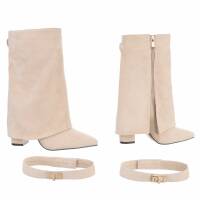 Damen High-Heel Stiefeletten - beige