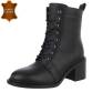 Leder Damen Schnürstiefeletten - black