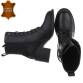 Leder Damen Schnürstiefeletten - black