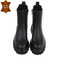 Leder Damen Chelsea Boots - black