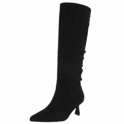 Damen High-Heel Stiefel - blacksuede