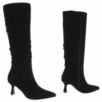 Damen High-Heel Stiefel - blacksuede